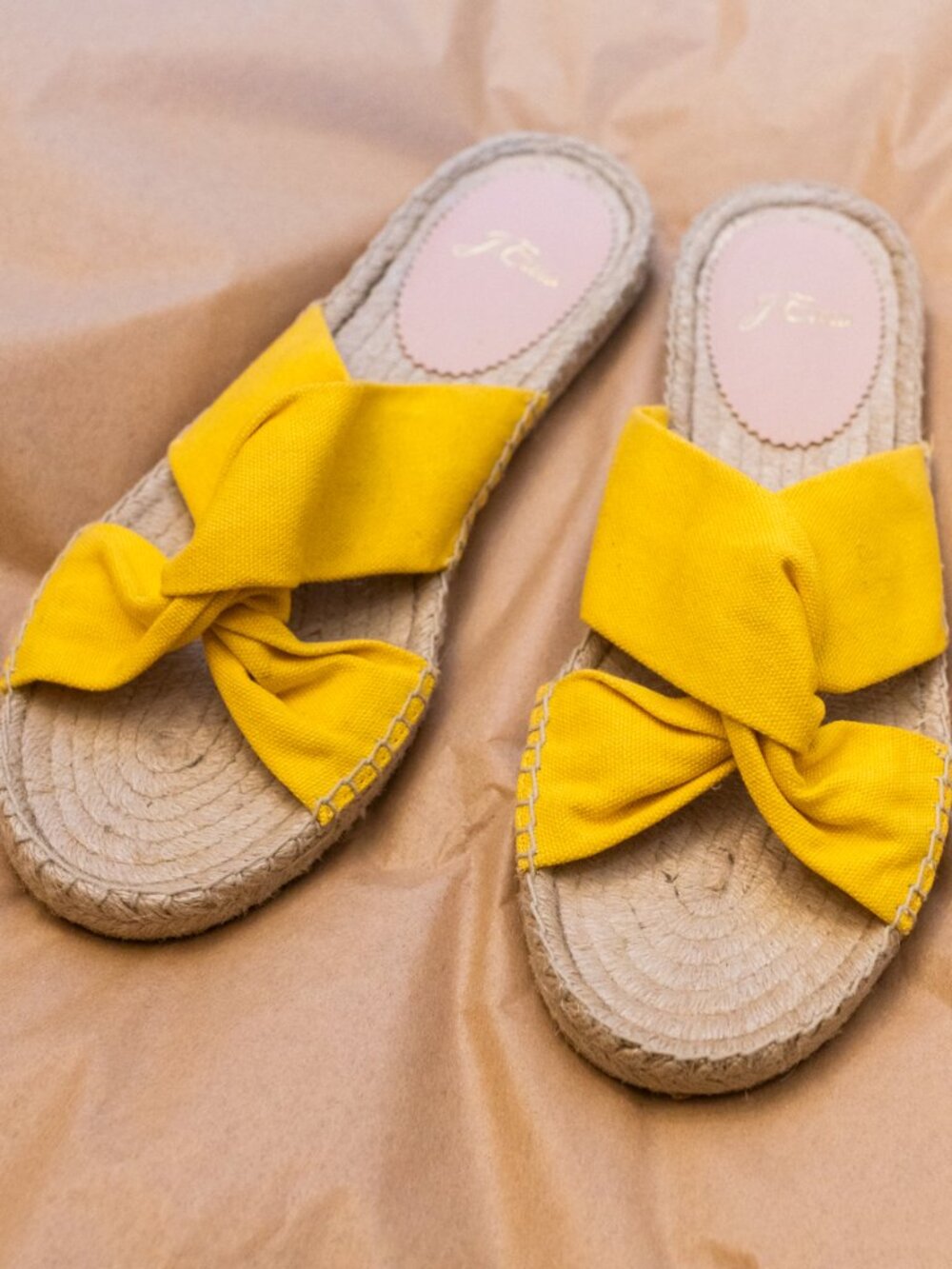 J. Crew Yellow Twisted Canvas Fabric Slide Espadrilles Sandals Women 9M US/40EU